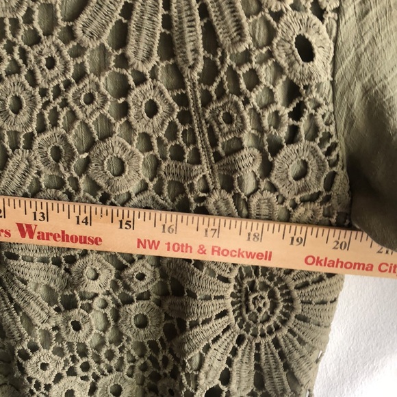 Sage Green Crocheted Boho Bohemian Tunic, Lined, Size XL - Picture 5 of 7